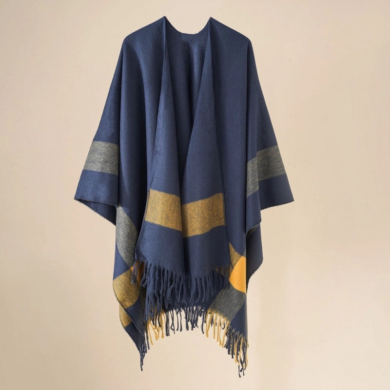 Women's Casual Lattice Polyester Tassel Shawl