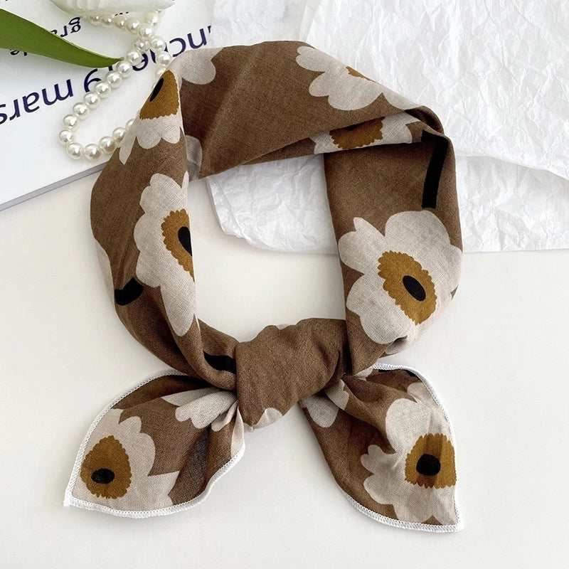 Women's Sweet Minimalist Color Block Cotton And Linen Printing Scarf