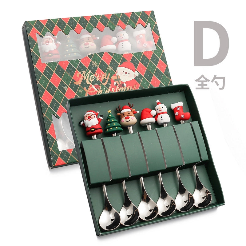 Christmas Cute Christmas Tree Santa Claus Star 304 Stainless Steel PVC Tableware 1 Piece