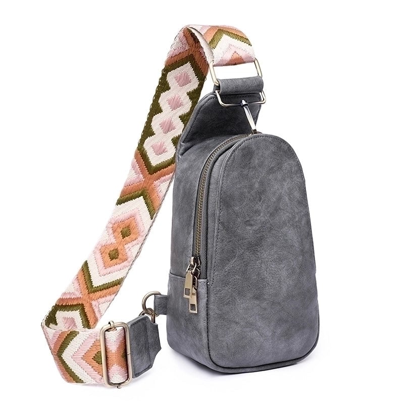 Vintage Style Fashion Color Block Pu Leather Water Repellent Waist Bags
