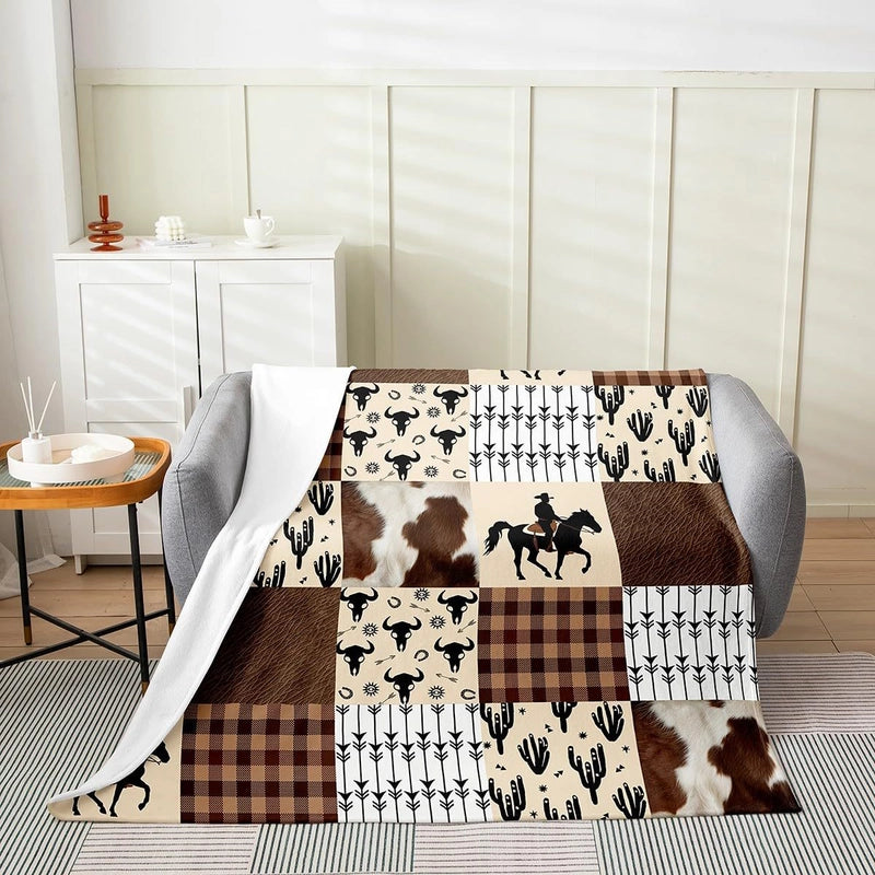 Casual Cow Pattern Color Block Polyester Blanket Couch & Sofa Decor
