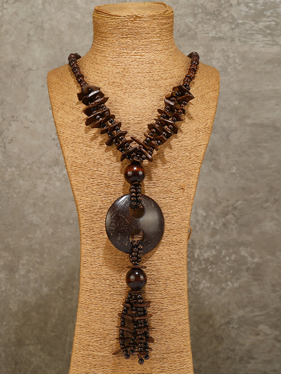 Women Bohemia Coconut Shell Weave Necklace
