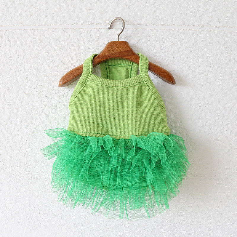 Solid Color Layered Dog Cat Lace Tutu Dress