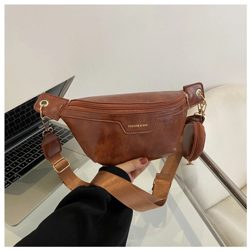 Women's Fashion Solid Color Pu Leather Waist Bags
