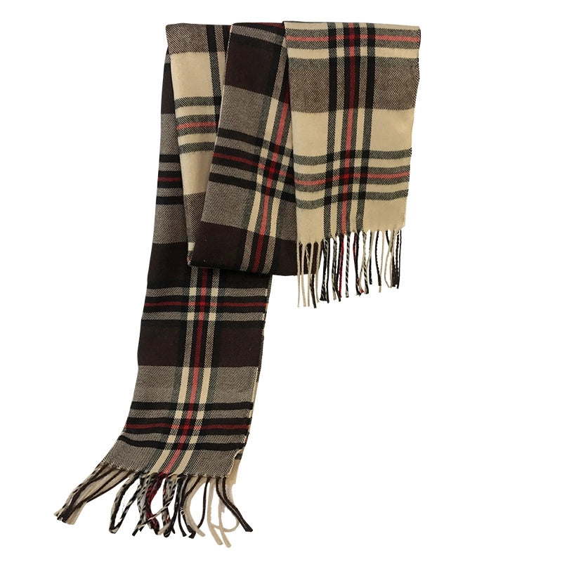 Autumn And Winter New Tassel Men's Scarf Double-sided Cashmere Scarf Long Tassel Warm Lovers Scarf