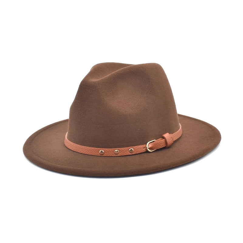 Autumn And Winter New Woolen Jazz Hat Women's Outdoor Travel Fedora Hat Men's Hat Top Hat