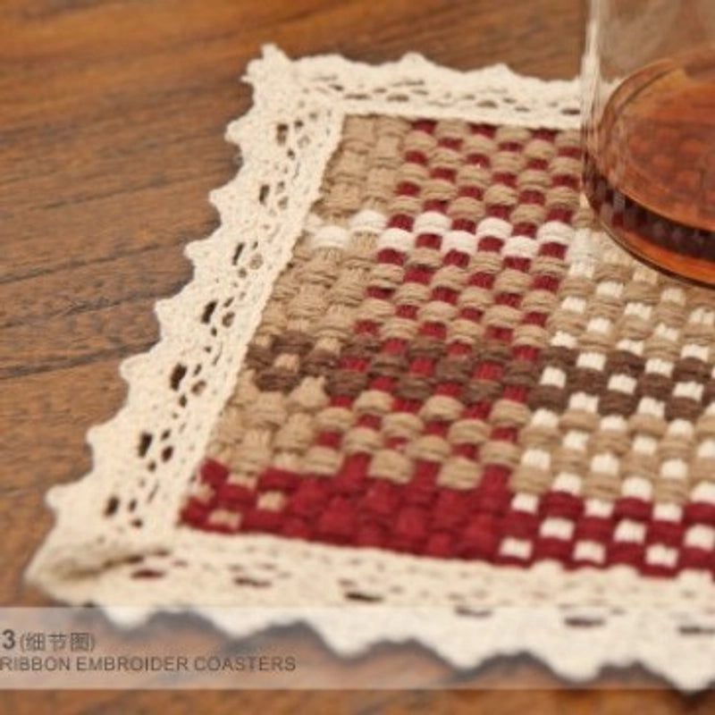 Pastoral Lattice Pure Cotton Tablecloths Artificial Decorations