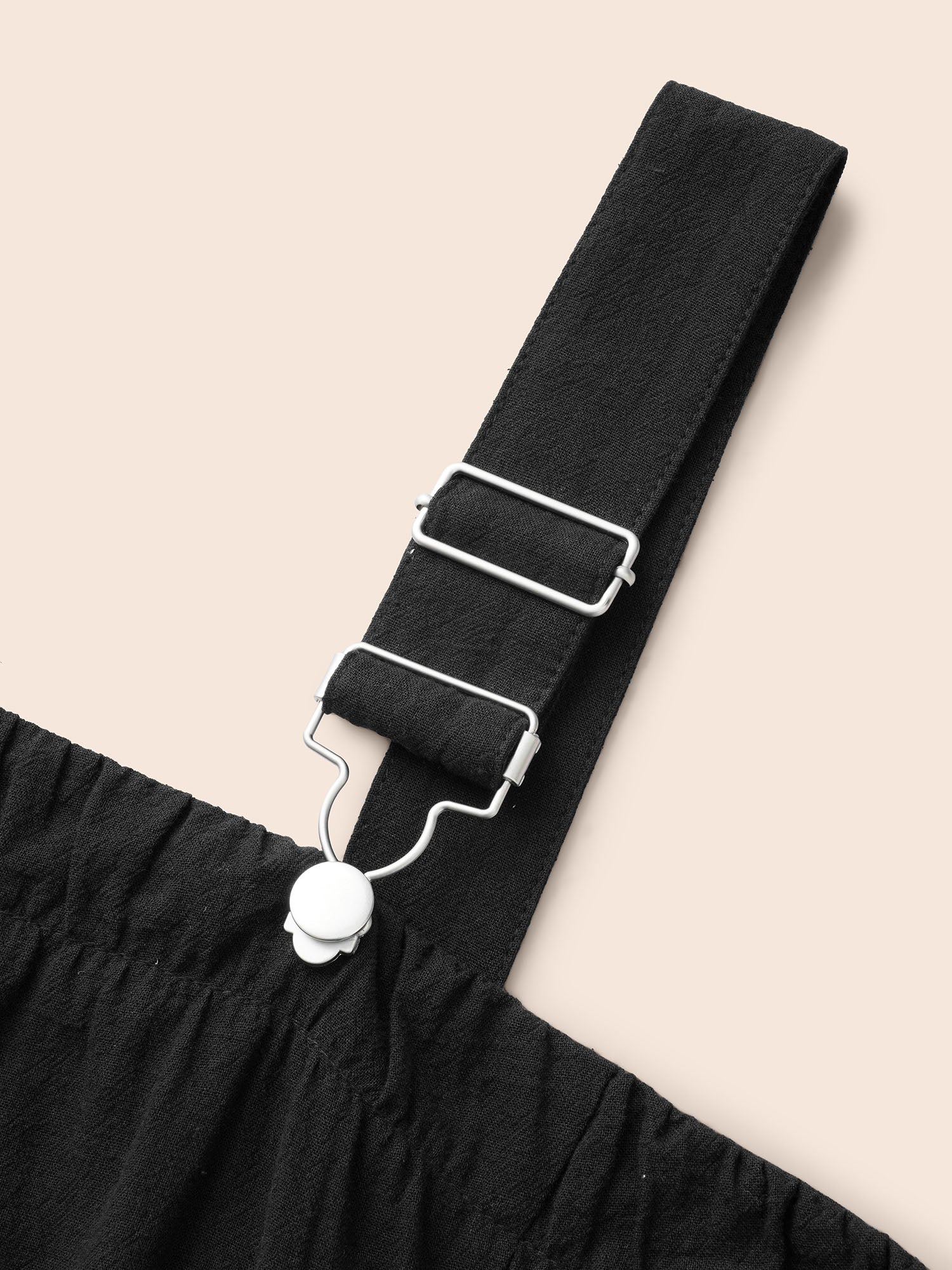 Solid Gathered Adjustable Straps Overall Dress