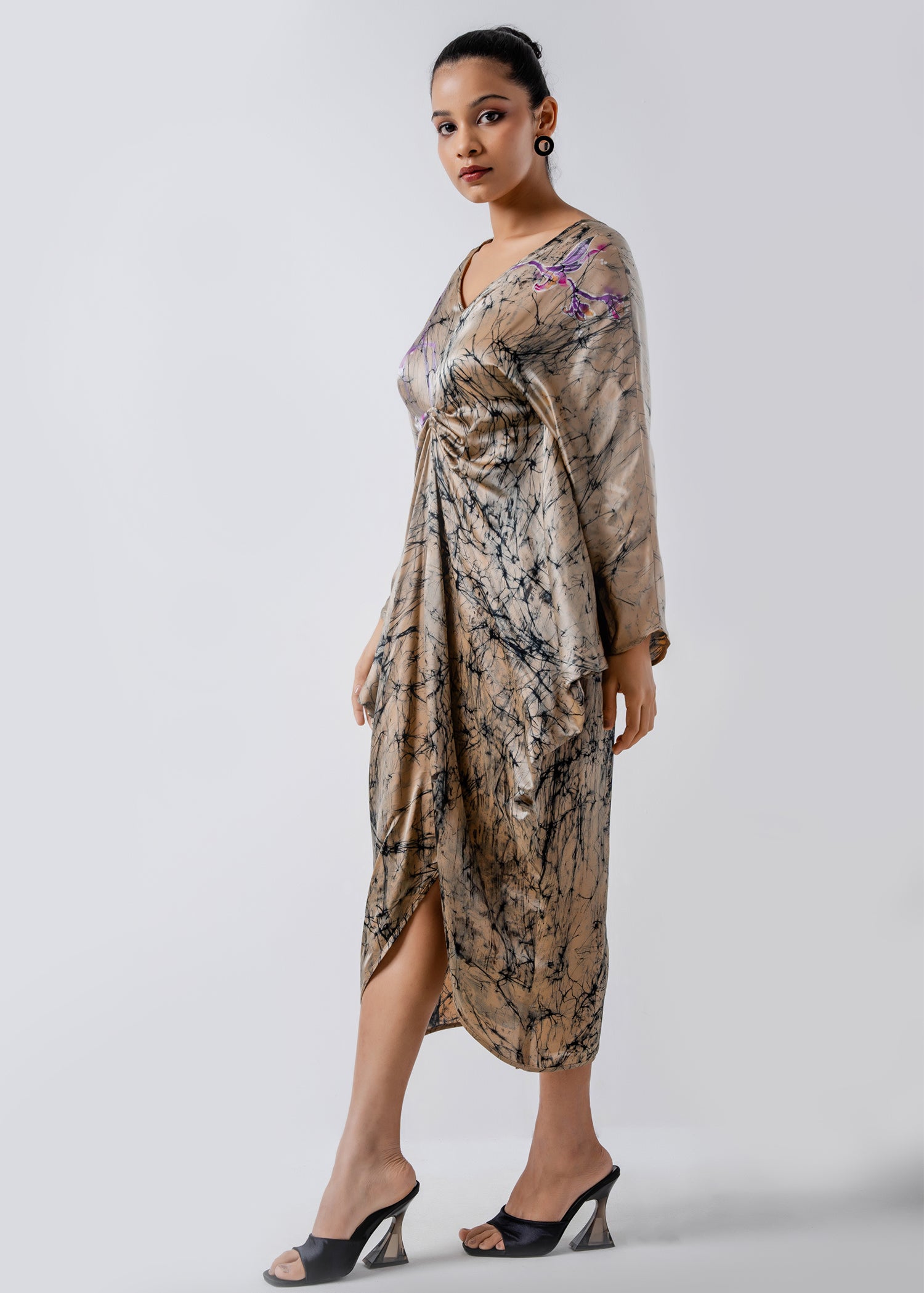 Batik Floral Draped Kaftan