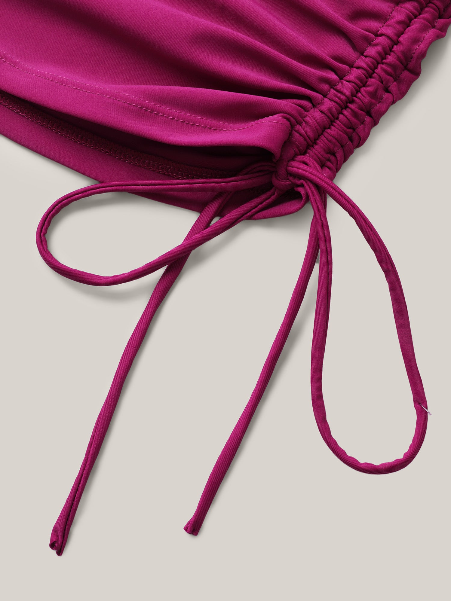 One-Shoulder Drawstring Swim Top