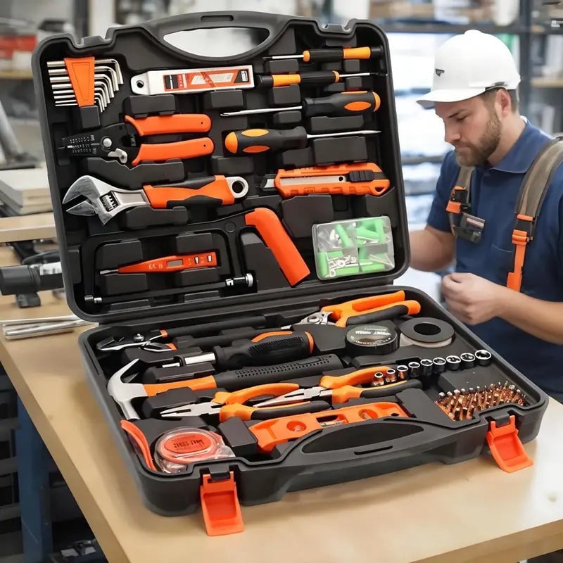 138-PIECE HOME REPAIR TOOL SET WITH PLASTIC TOOLBOX