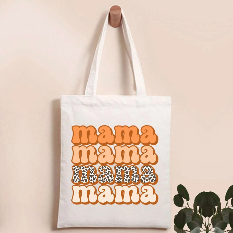 Halloween Women's Canvas Pumpkin Letter Cute Square Open Canvas Bag