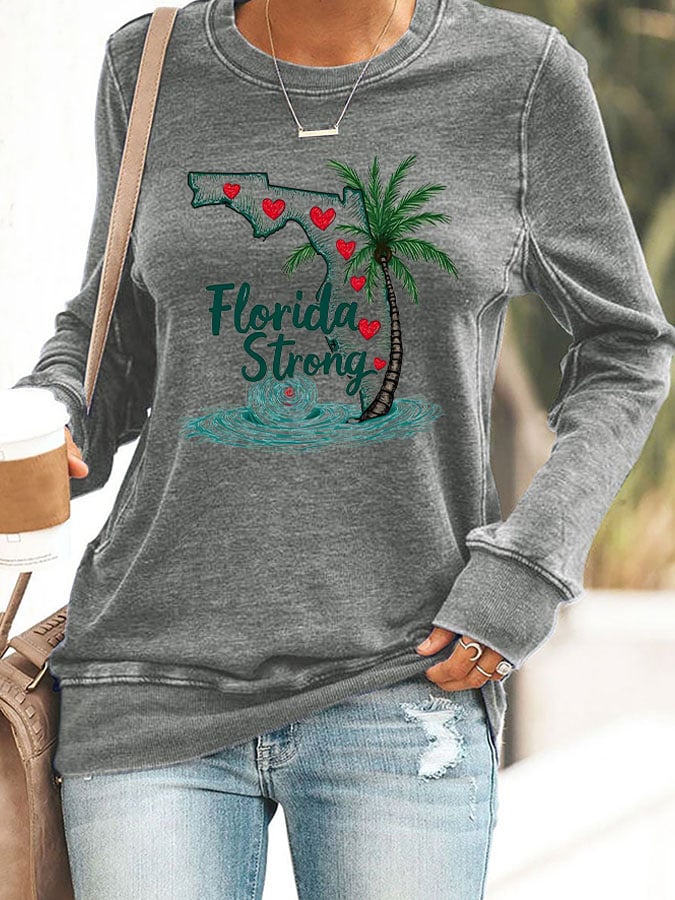 Women's Florida  Strong Mitton Hurricane Print Casuasl Sweatshirt