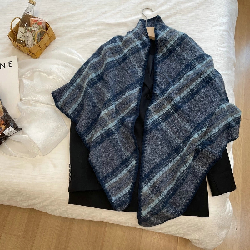 Women's Elegant Streetwear Color Block Lattice Polyester Shawl