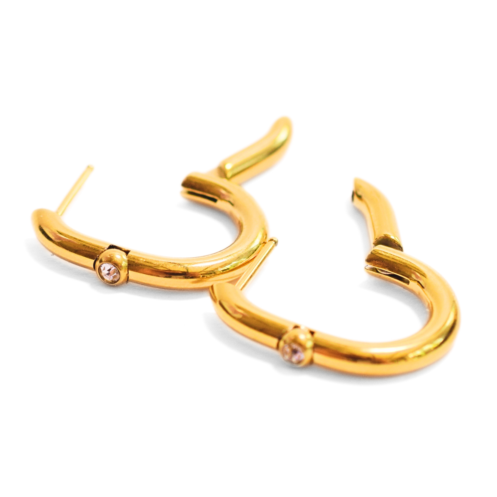 Bold diamond style hoops - Gold