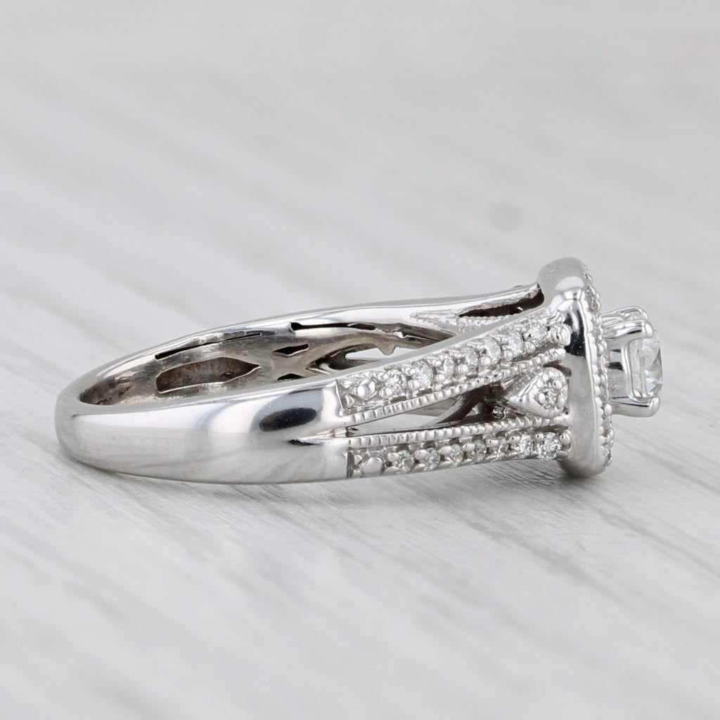 0.45ctw Round Diamond Halo Engagement Ring 10k White Gold Size 4