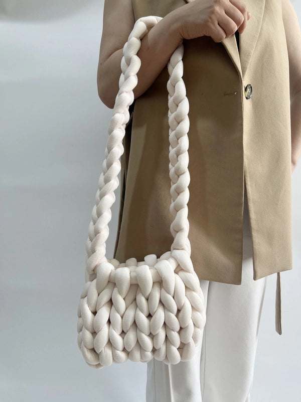 New Thick Ice Island Thread Woven Bag Diy Hand-woven Bag Filling Core Yarn Shoulder Bag