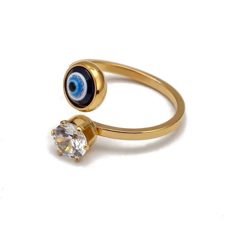 3 Pieces Classic Style Devil's Eye Stainless Steel Plating Gold Plated Open Rings
