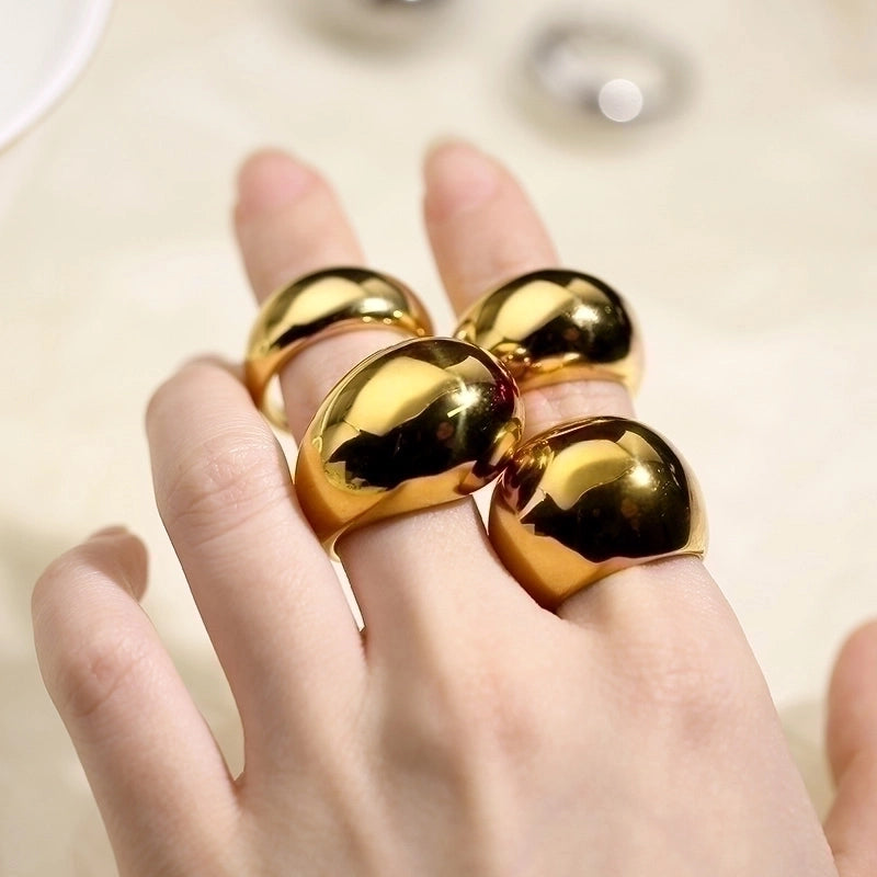 Minimalist Geometric Titanium Steel 18K Gold Plated Plating Rings