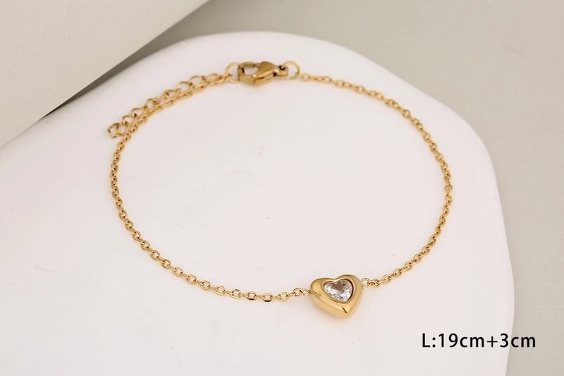 Classic Style Heart Shape 304 Stainless Steel Rhinestones Inlay Jewelry Set