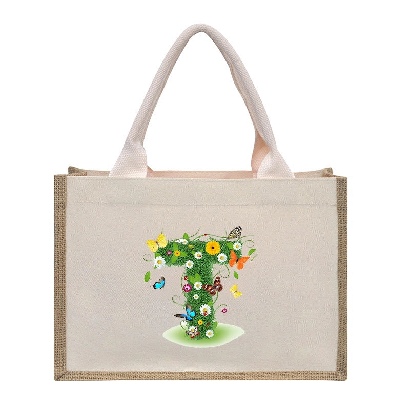 Women's Medium Canvas Letter Basic Classic Style Open Shopping Bags