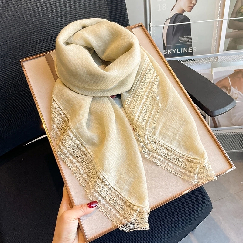 Women's Elegant Sweet Solid Color Polyester Printing Silk Scarf
