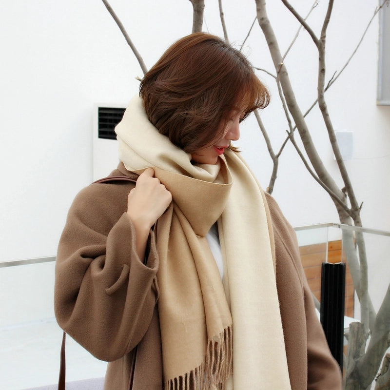 Autumn And Winter New Thickened Cashmere Double-Sided Scarf Women's Popular Versatile Color Matching Shawl Scarf