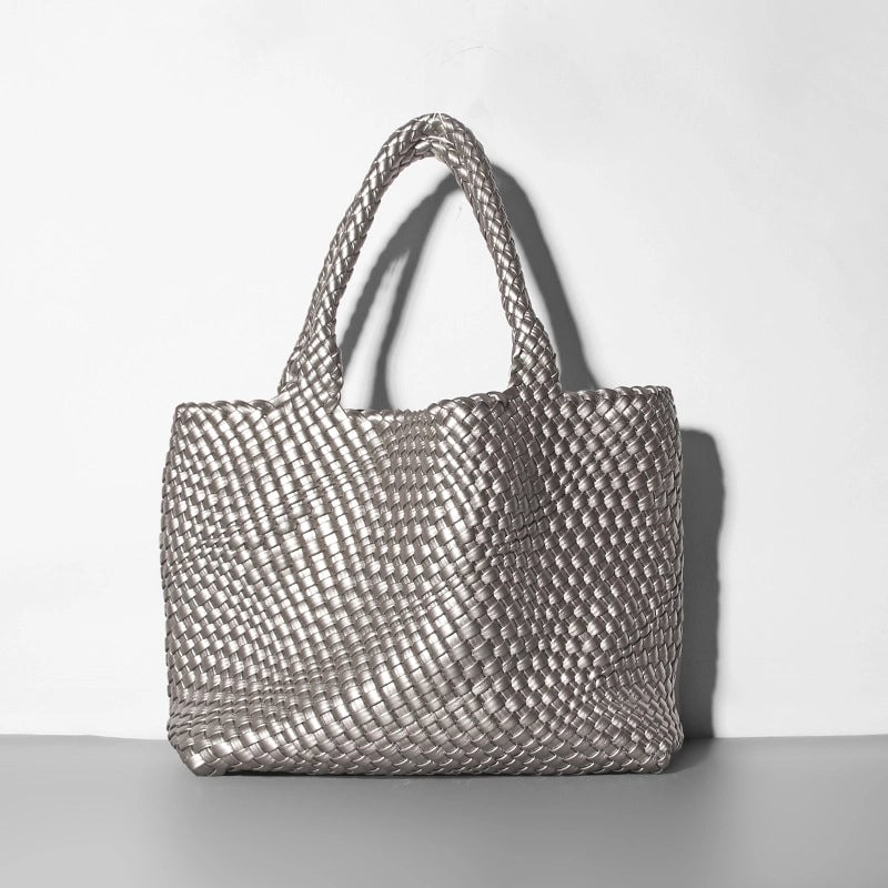 Women's Large Pu Leather Solid Color Classic Style Streetwear Weave Bucket Magnetic Buckle Bag Sets