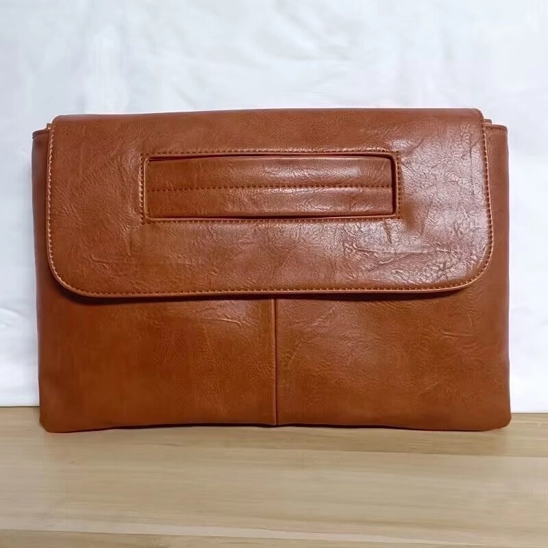 Unisex Medium Pu Leather Solid Color Classic Style Square Magnetic Buckle Envelope Bag