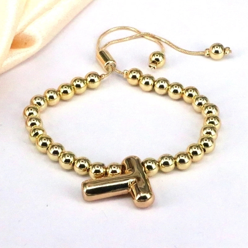 Copper Gold Plated Vintage Style Minimalist Letter Bracelets