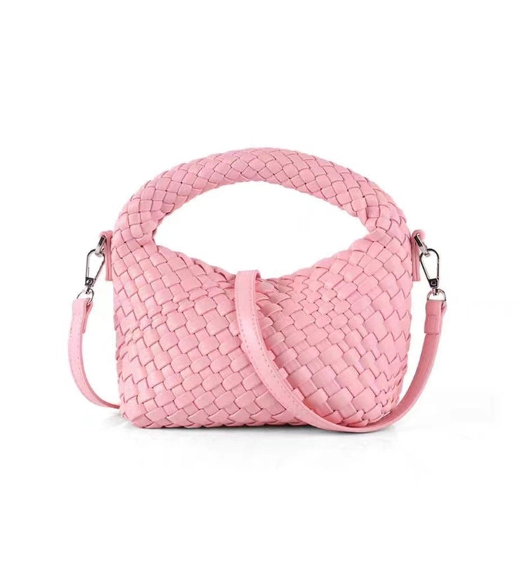 Women's Pu Leather Solid Color Classic Style Weave Dumpling Shape Magnetic Buckle Handbag