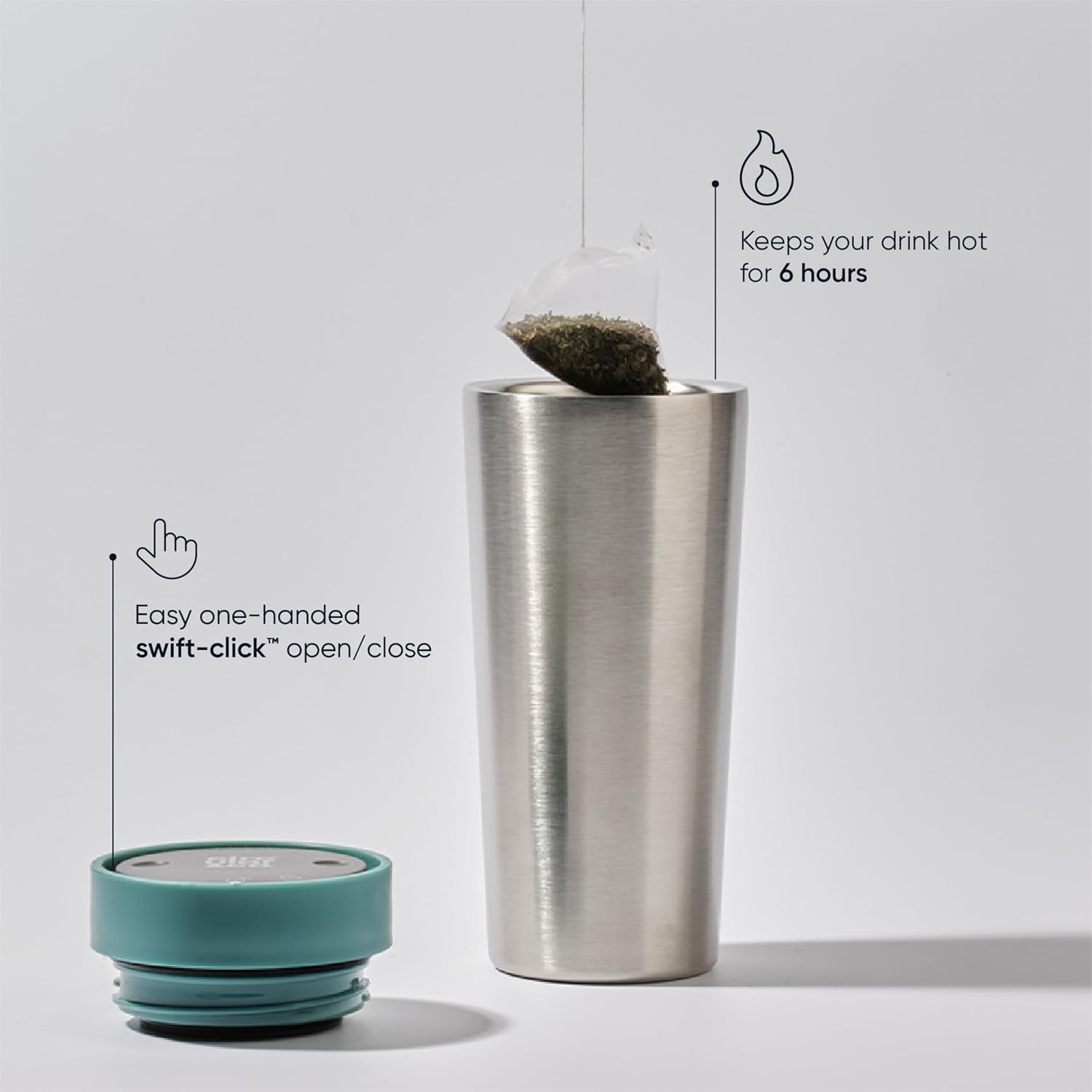 Circular & Co Thermal Stainless Steel Travel Mug - 8oz/227ml - Insulated Reusable Coffee Cup - 100% Leakproof & Lockable - 6 Hours Hot/Cold - Push Top, One Hand Open, 360 Drinking Coffee Tumbler
