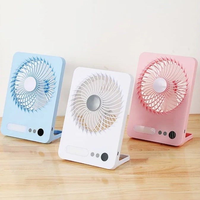 FOLDABLE SLIM MINI SUMMER DESK FAN WITH LED LIGHT