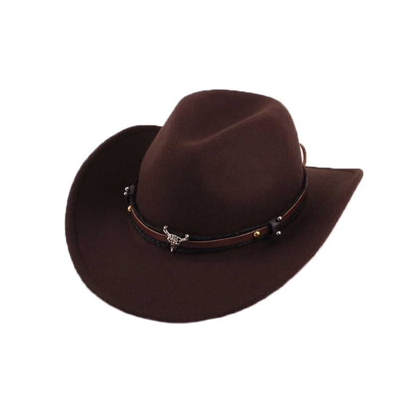 Ethnic Style Topper Hat Western Cowboy Hat Tibetan Tibetan Performance Hat Woolen Hat Central Retro Woolen Hat