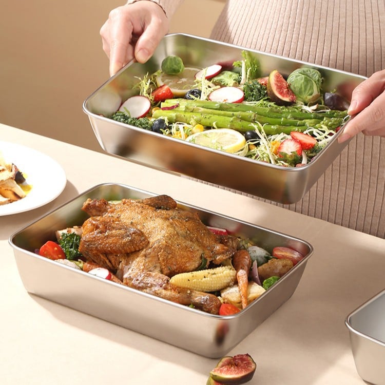 🔥 Stainless Steel Square PlateWith Lid