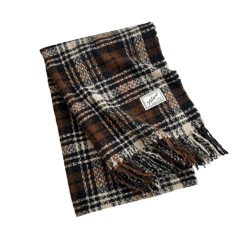 Women's Elegant Plaid Imitation Cashmere Scarf