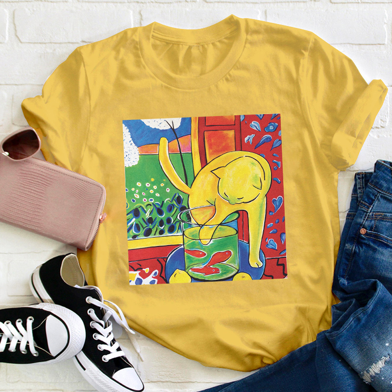 Cat With Red Fish Henri Matisse Painting Teacher T-Shirt