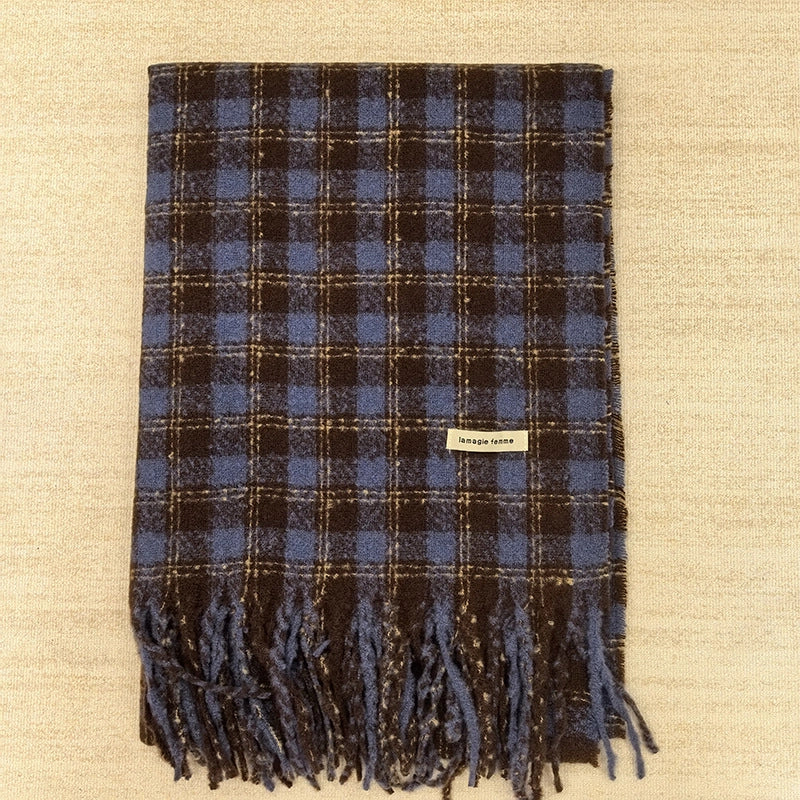 Women's Lady Minimalist Lattice Imitation Cashmere Scarf