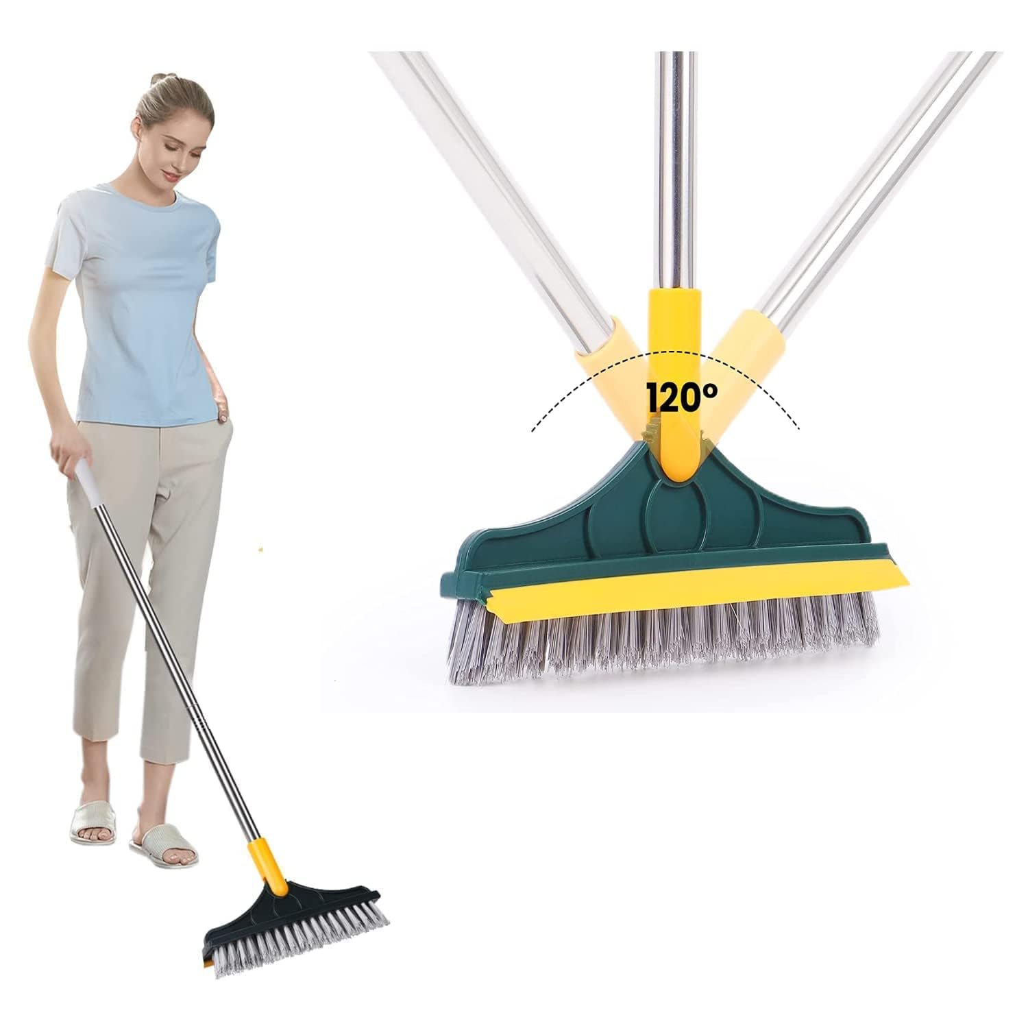 Floor Brush With Wiper . Floor Cleaning Brush