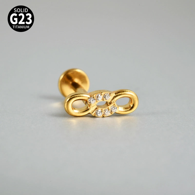 1 Piece Ear Cartilage Rings & Studs Casual Hip-Hop Snake Butterfly G23 Titanium Alloy Inlay Zircon 18K Gold Plated Lip Rings Ear Cartilage Rings & Studs