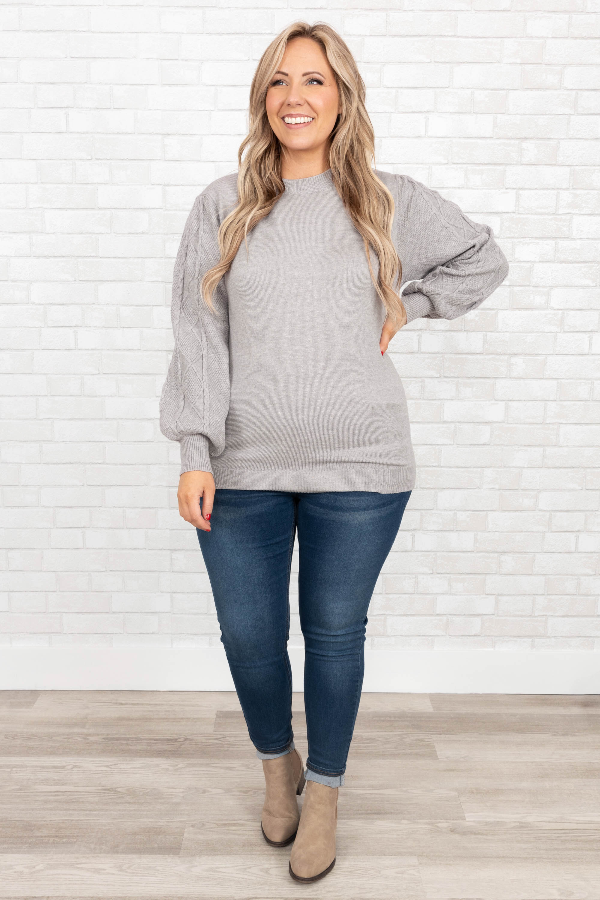 Fall's Forecast Sweater. Heather Gray