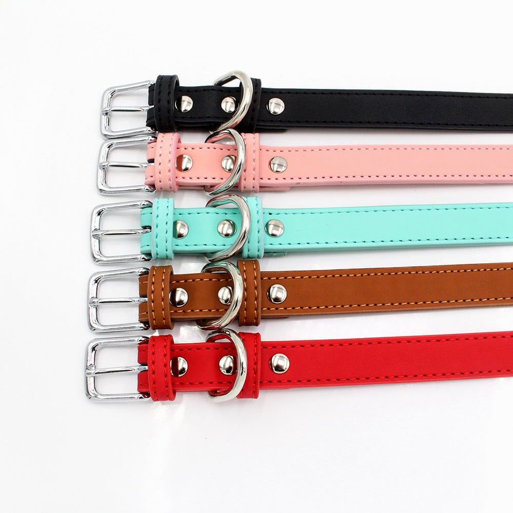 Flower Decor Leather Dog Cat Collar