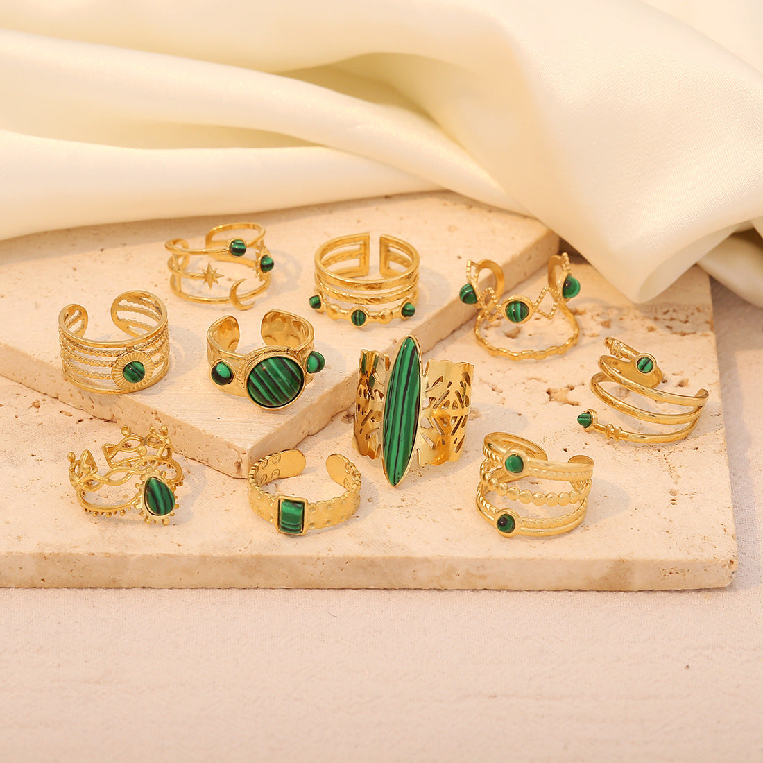 Retro Vintage Geometric Stainless Steel Electroplating Rings