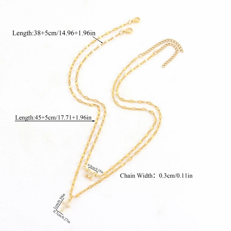 Elegant Minimalist Classic Style Cross Letter 201 Stainless Steel 304 Stainless Steel Copper Pendant Necklace