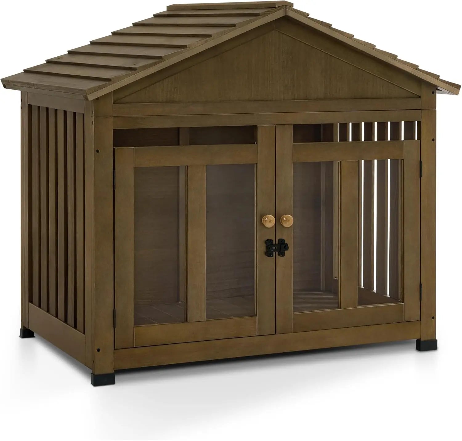 Wooden Dog House Furniture. Solid Wood Pet Kennel Indoor for Small/Medium Dogs. JD54 (Brwon. Medium)