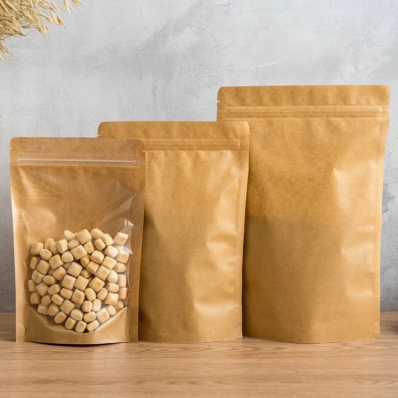 Yin And Yang Kraft Paper Self-sealing Bag Window Translucent Bag Tea Nut Food Packaging Bag Yin And Yang Self-sealing Bag