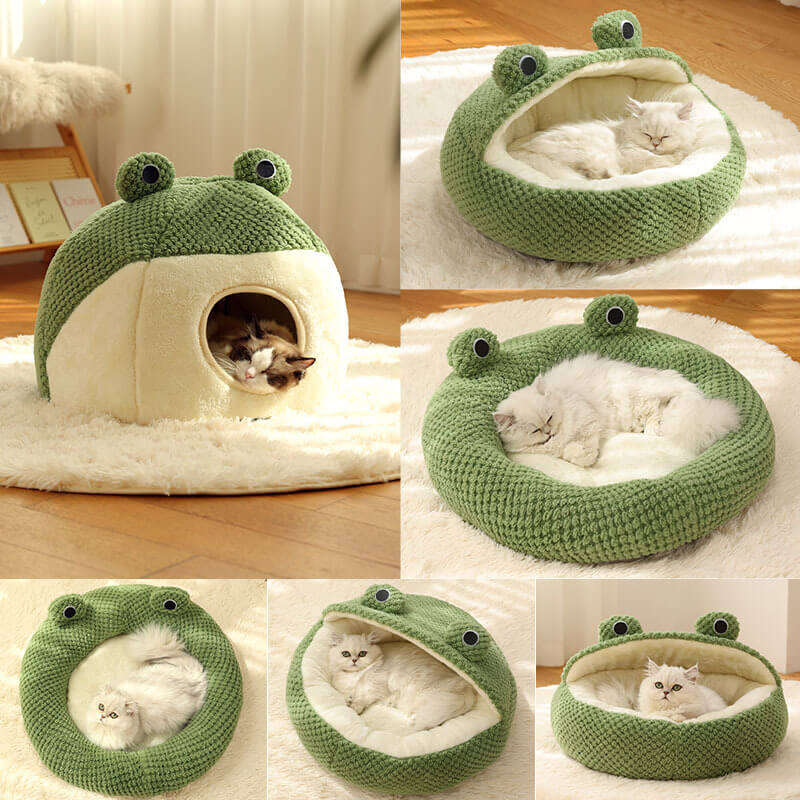 Adorable Frog Shape Wrapped Pet Bed Cat Cave