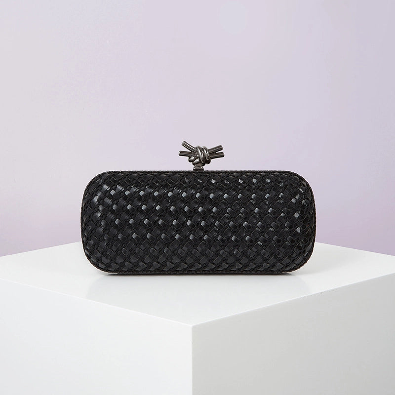 Colour Black Blue Pu Leather Polyester Geometric Evening Bags