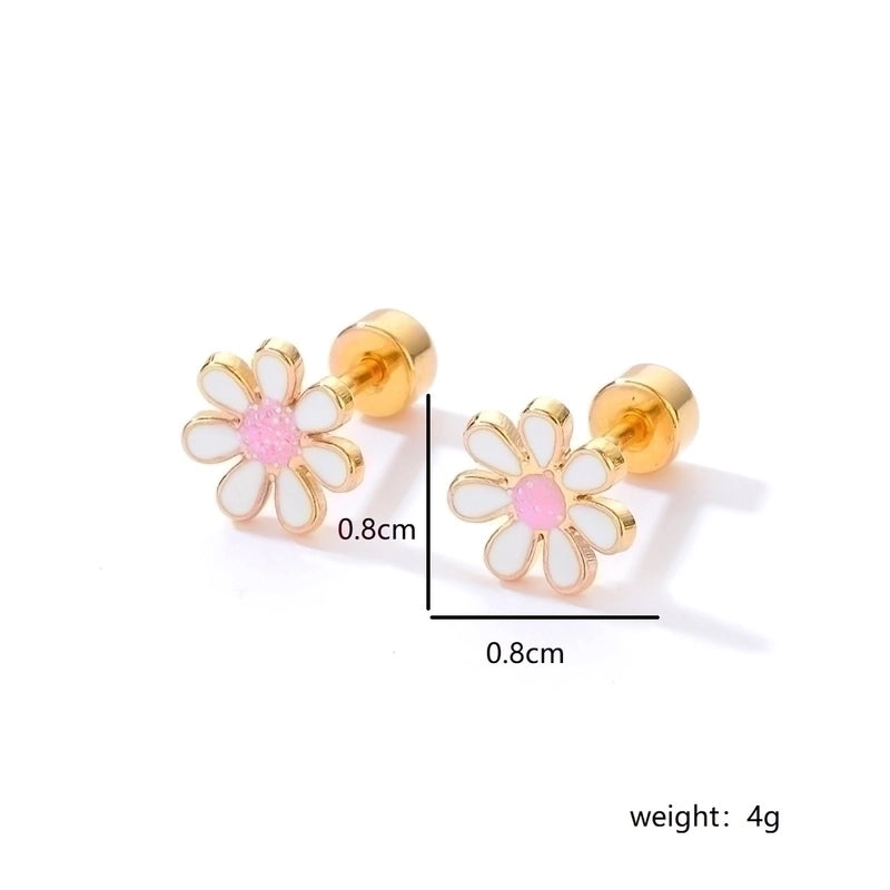 Minimalist Flower Plating 201 Stainless Steel 18K Gold Plated Ear Studs