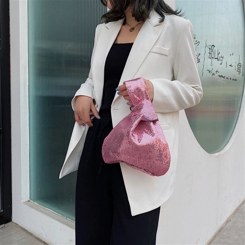 A Generation Of Thousands Of Lotus Spring And Summer New Pvc Women's Bag Solid Color Wrist Sequins